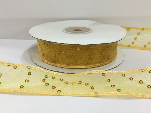 Лента органза с паеткой 2,5 см. № 132