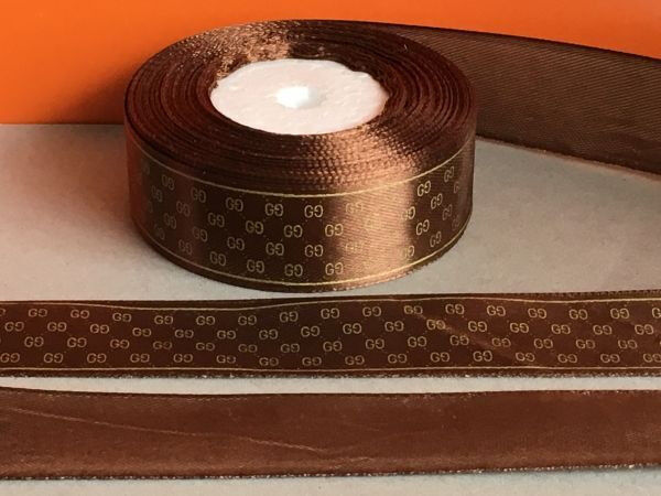 Стрічка атласна з орнаментом 2,5 см. № BULGARI 32